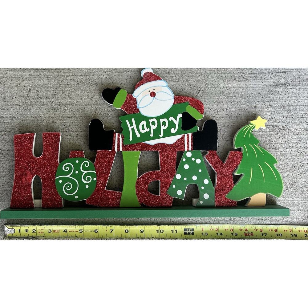 Santa Claus Christmas Decor Sign Happy Holidays